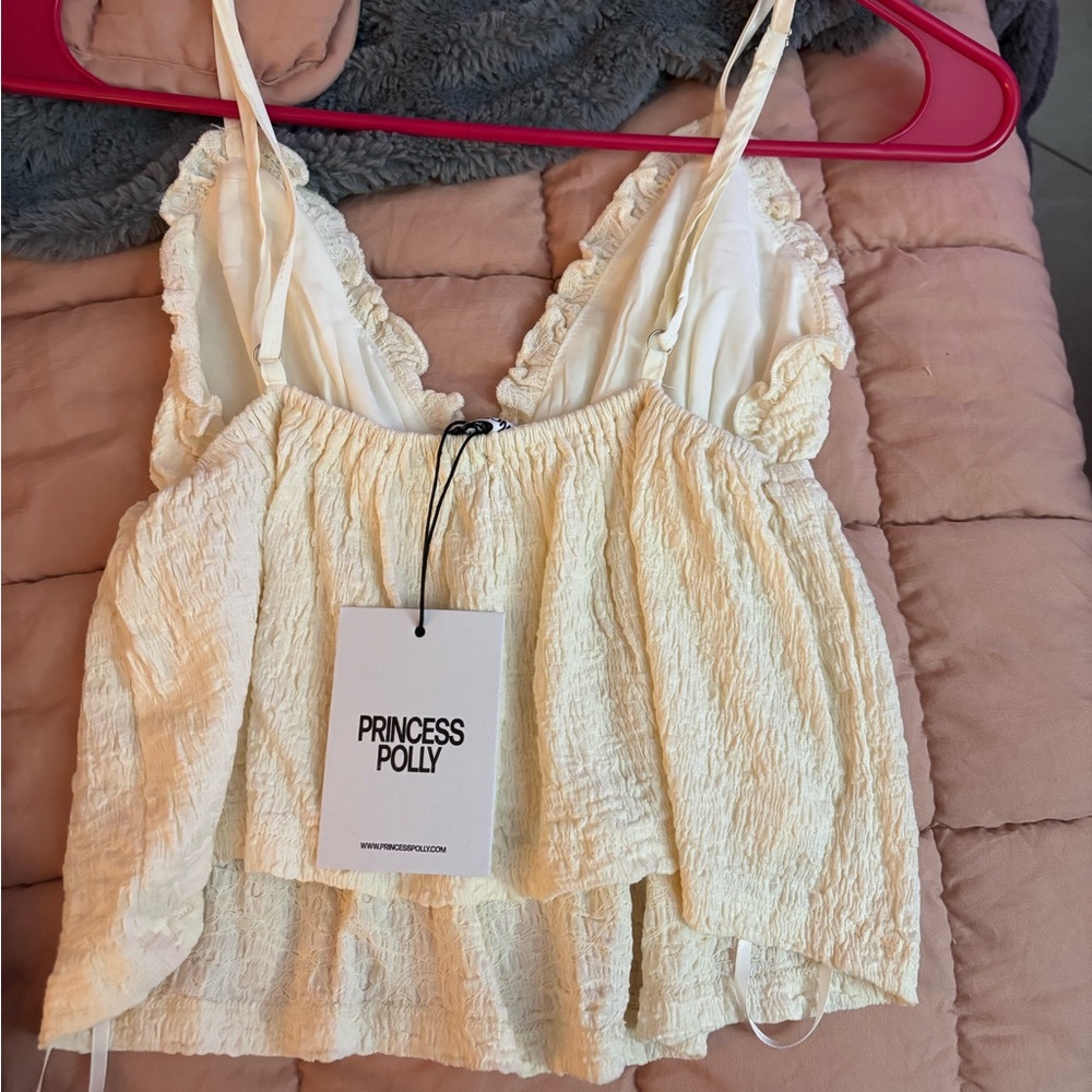 Cream Ruffled Women's Top - Picture 2 of 3